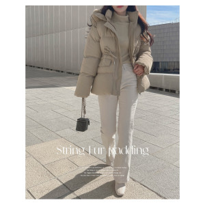 스트링 퍼 후드 패딩(퍼탈착가능)