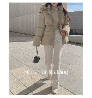 스트링 퍼 후드 패딩(퍼탈착가능)