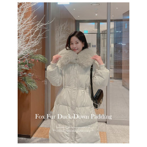 폭스퍼 카라 덕다운 롱 패딩(퍼탈착가능)
