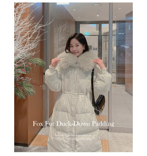 폭스퍼 카라 덕다운 롱 패딩(퍼탈착가능)