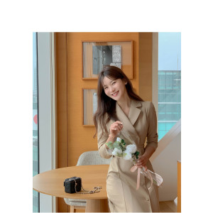 자바 트렌치 롱 원피스(벨트set)