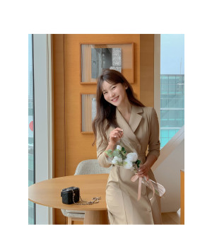 자바 트렌치 롱 원피스(벨트set)